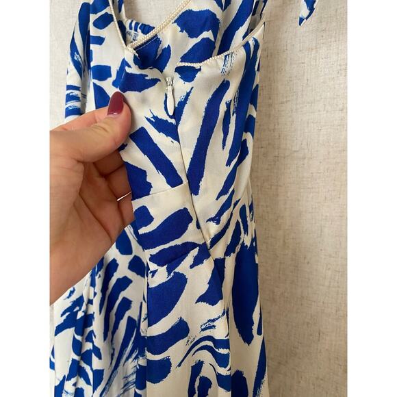 ALEXIS for Target Blue Botanical Tie Strap Asymmetrical Hem Dress Size Medium - Picture 10 of 15